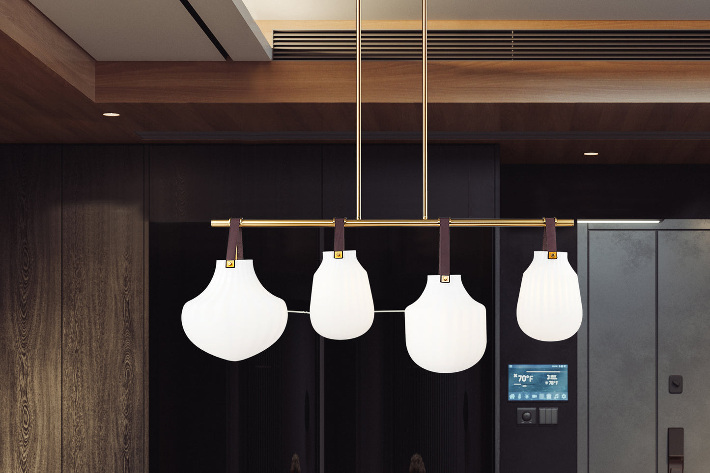 7513-4L-MGLD - Newbury 4 Light 13" Pendant - Modern Gold