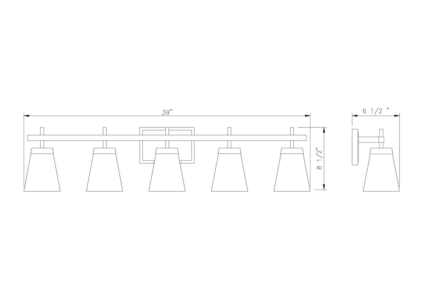 819-5V-MB - Lauren 5 Light 39" Vanity - Matte Black