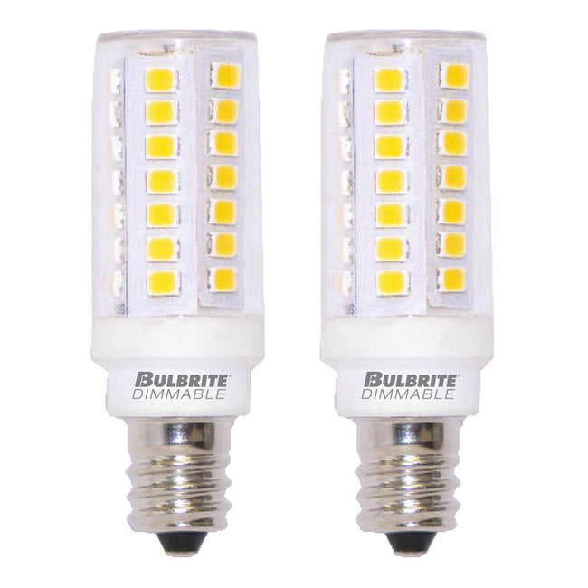 770632 - Dimmable Clear T6 LED Candelabra Light Bulb - 5 Watt - 3000K - 2 Pack