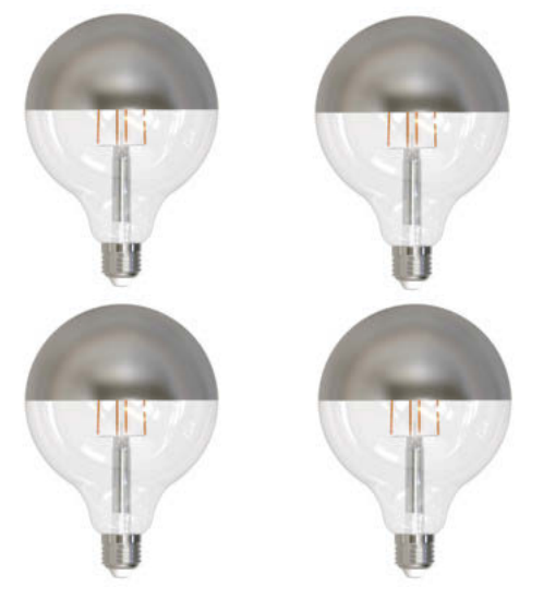 776920 - Dimmable Half Chrome G40 LED Light Bulb - 6 Watt - 2700K - 4 Pack