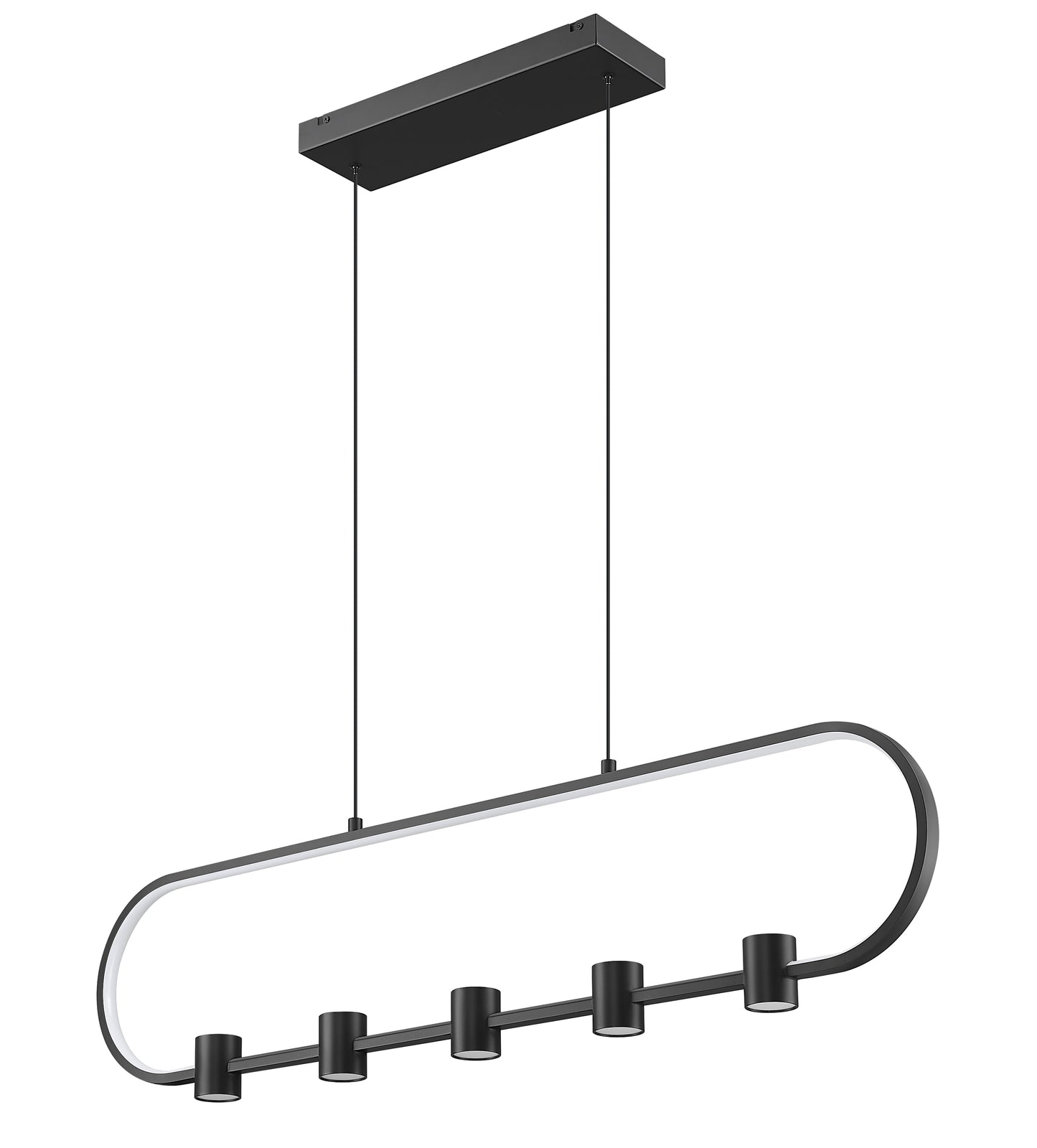 4101-42L-MB-LED - Saros 5 Light Linear 42" Chandelier - Matte Black
