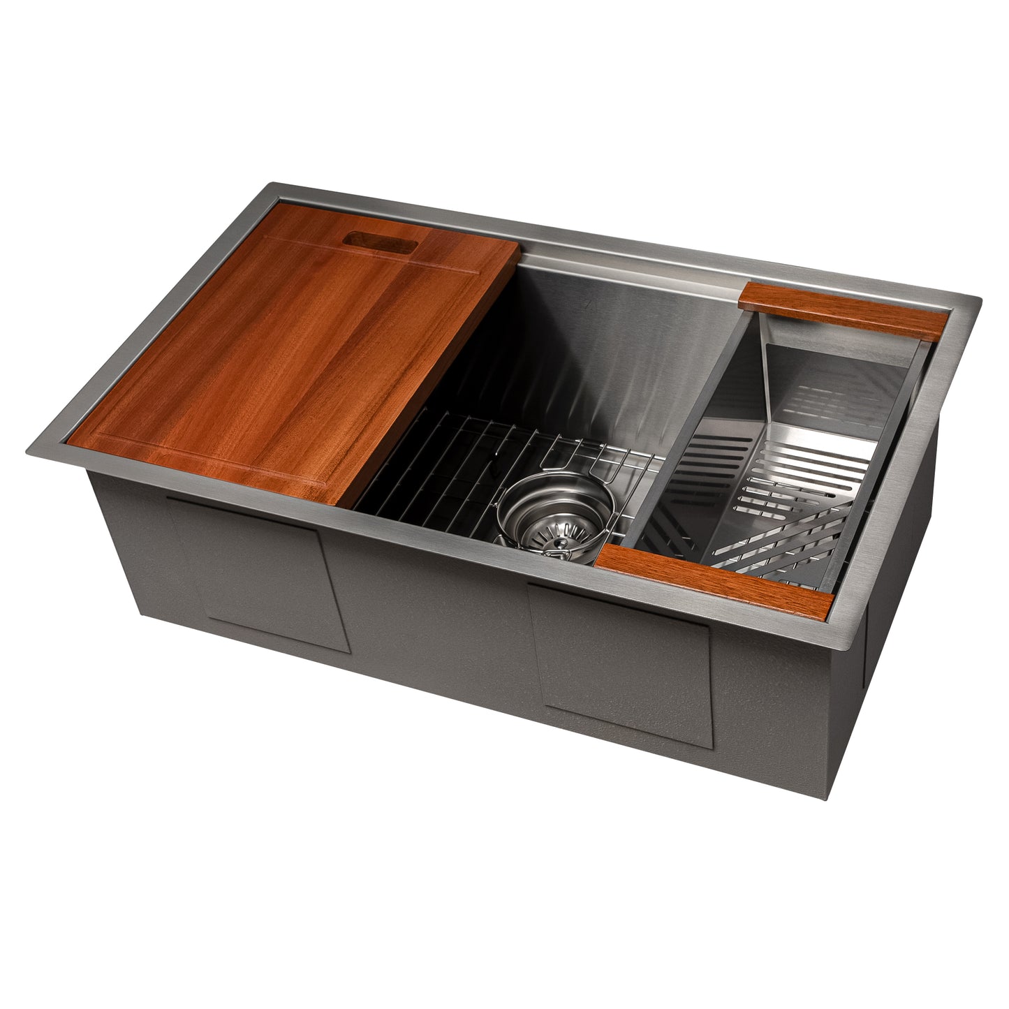 SLS-30 - 30" Garmisch Undermount Single Bowl Stainless Steel Kitchen Sink with Bottom Grid and Accessories