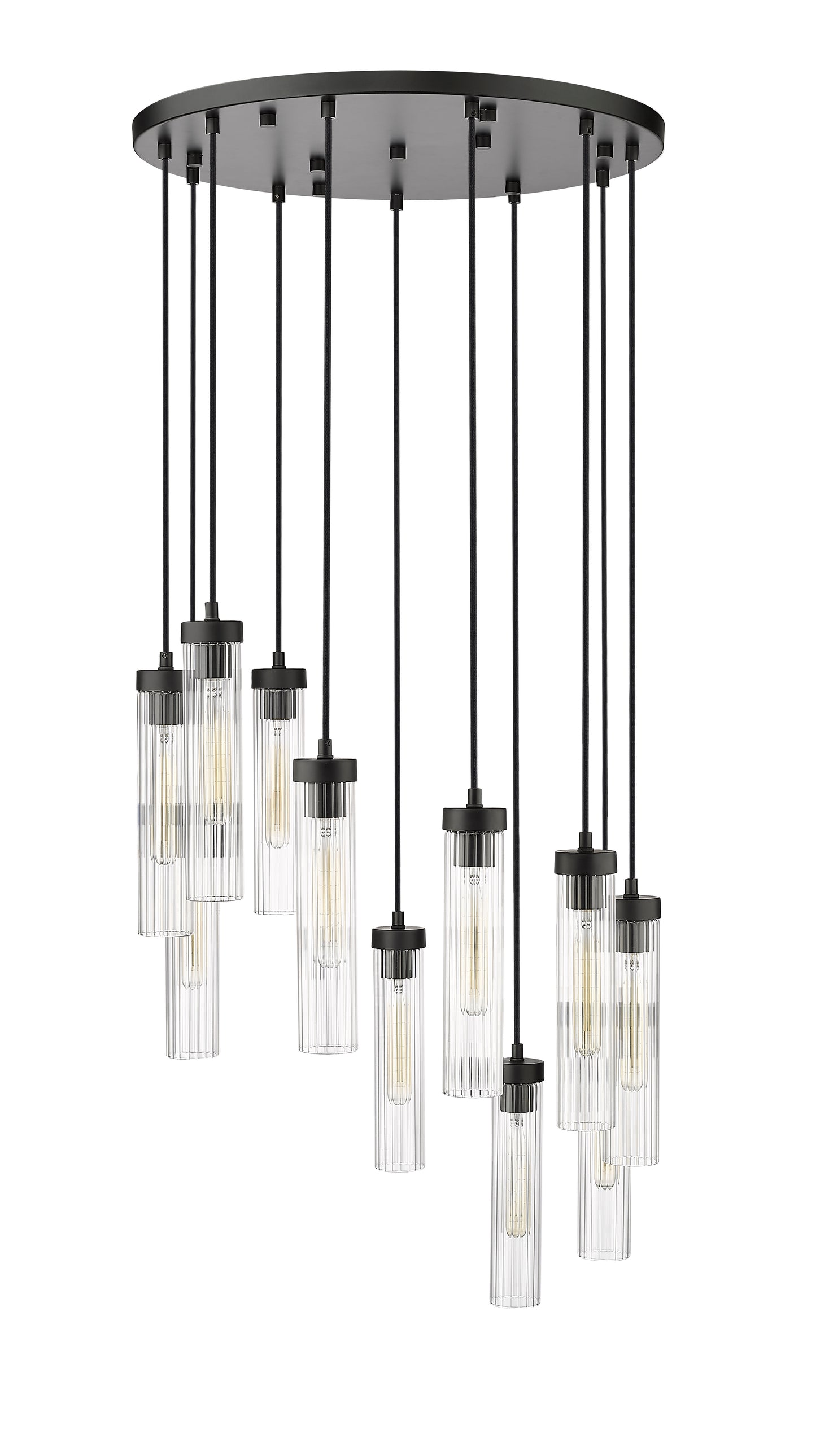740P-11R-MB - Beau 11 Light 24" Chandelier - Matte Black