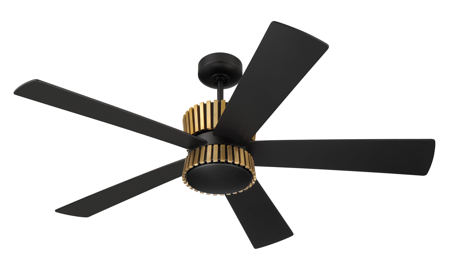 TRY52FBSB5-NWF - Theiry 52" Ceiling Fan no Wifi 52" 5 Blade Ceiling Fan with Light Kit - Flat Black / Satin Brass