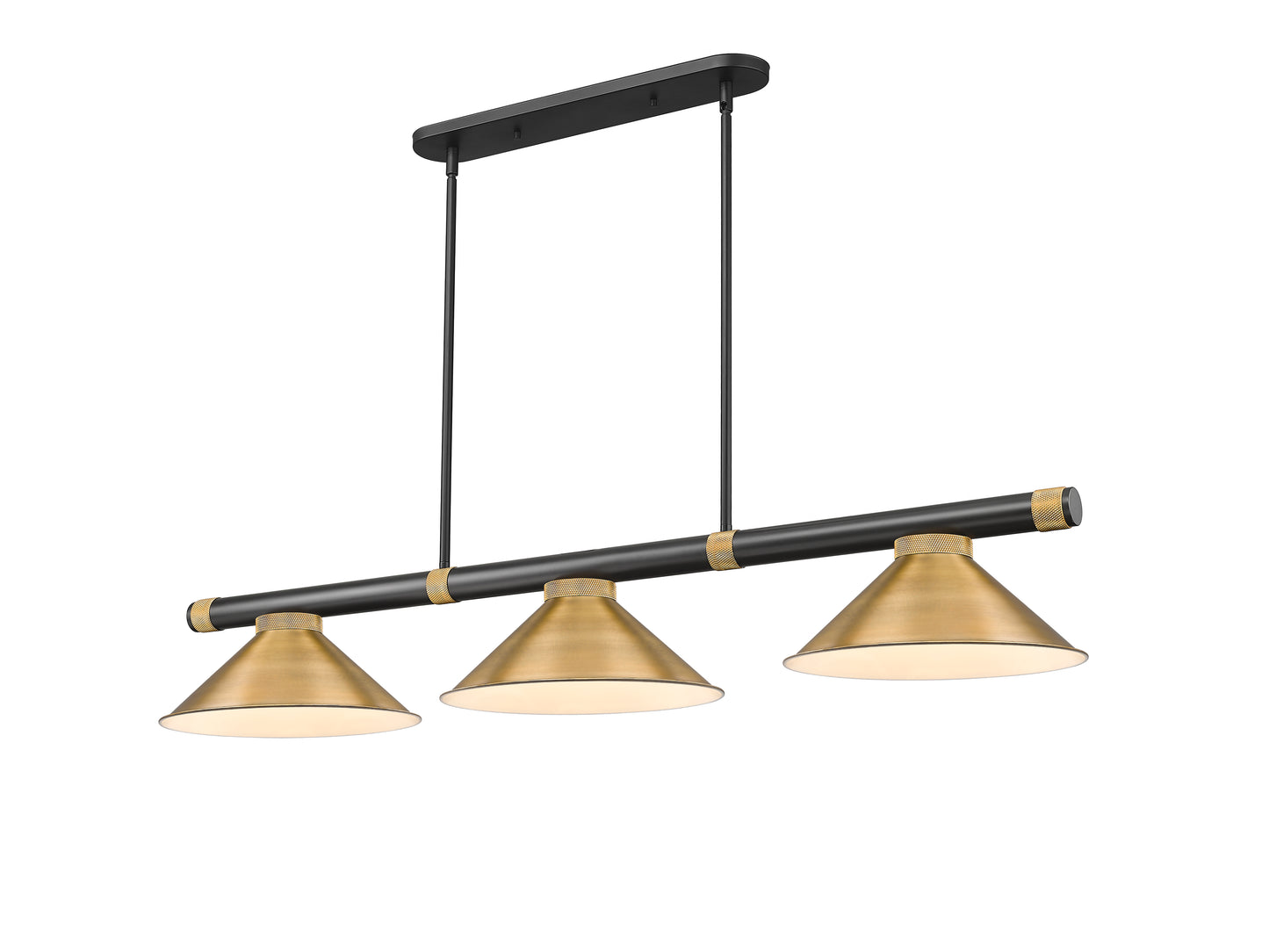 3050-3MB-RB-RB15 - Vanguard 3 Light 58" Billiard - Matte Black / Rubbed Brass