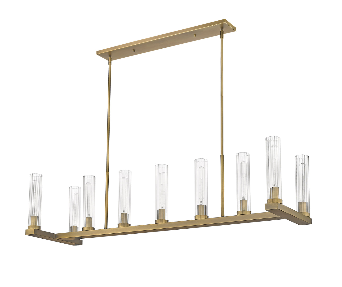 3031-9L-RB - Beau 9 Light Linear 56" Chandelier - Rubbed Brass