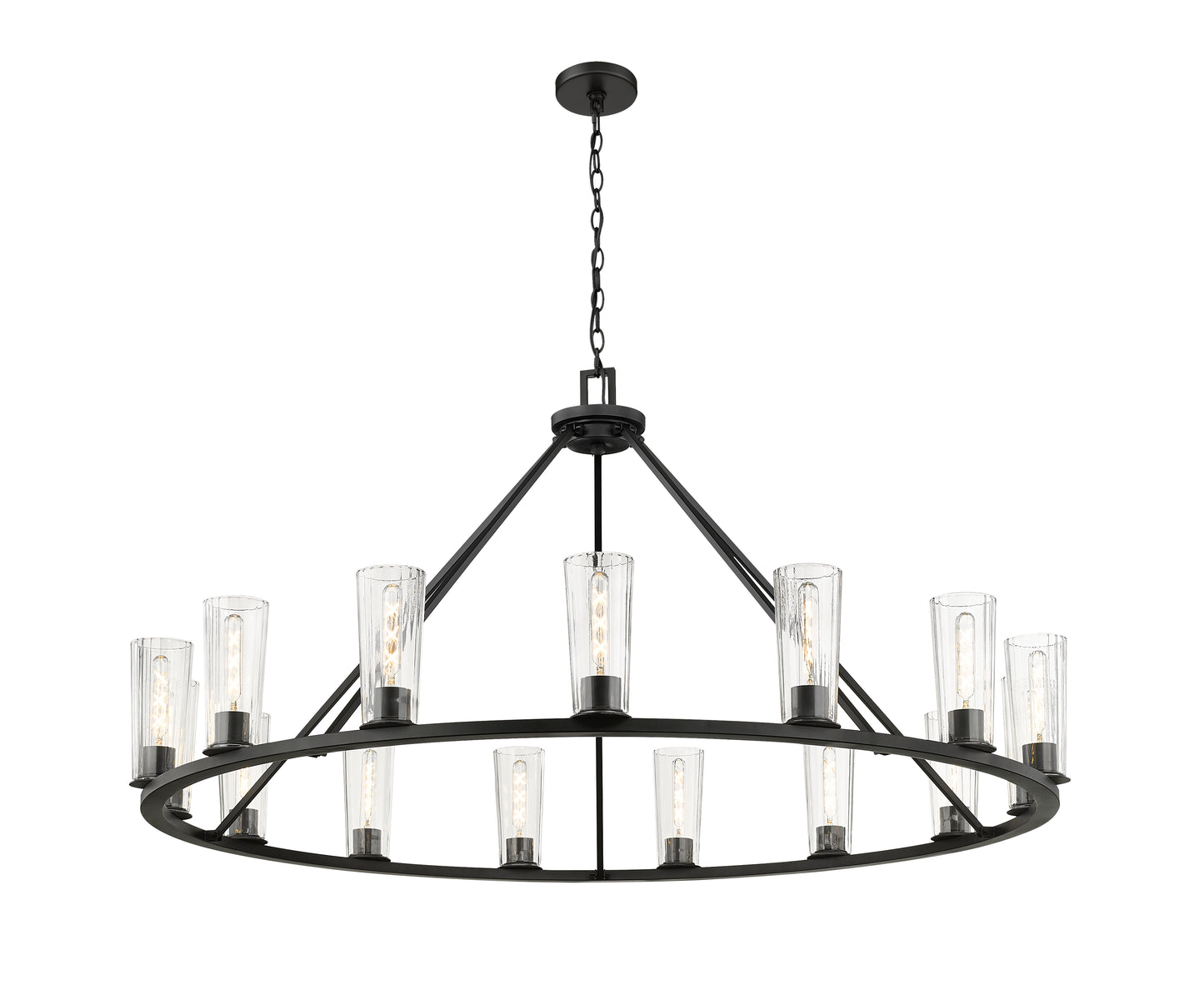 826-15MB - Titus 15 Light 62" Chandelier - Matte Black