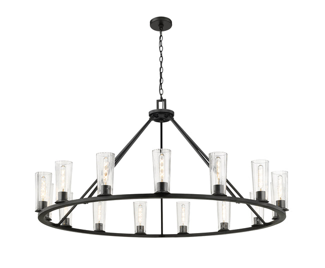 826-15MB - Titus 15 Light 62" Chandelier - Matte Black
