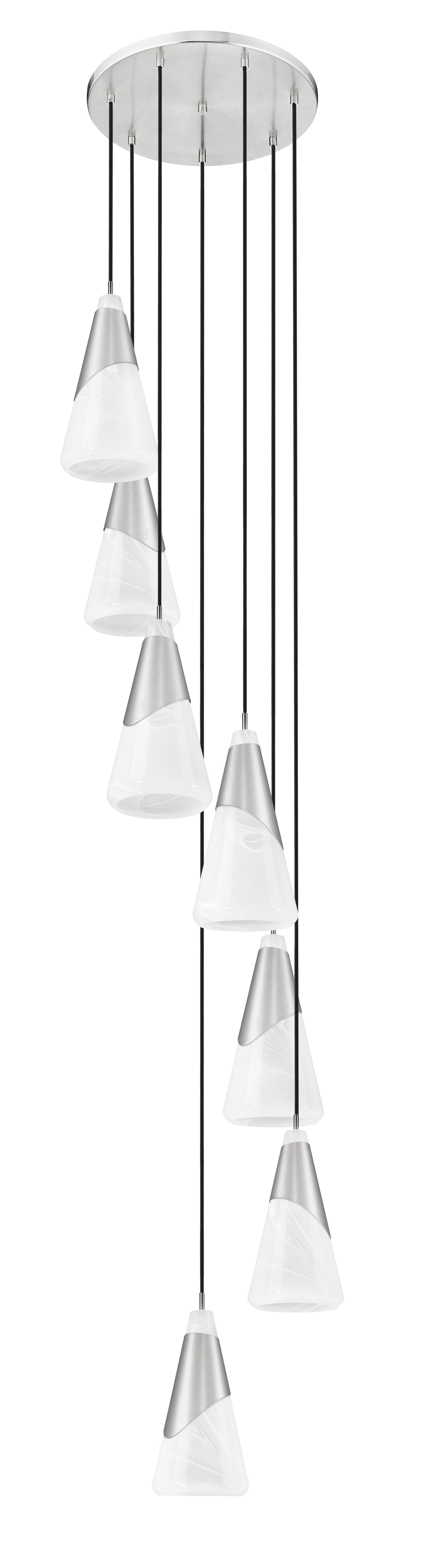828P7-7R-BN - Aimie 7 Light 18" Chandelier - Brushed Nickel