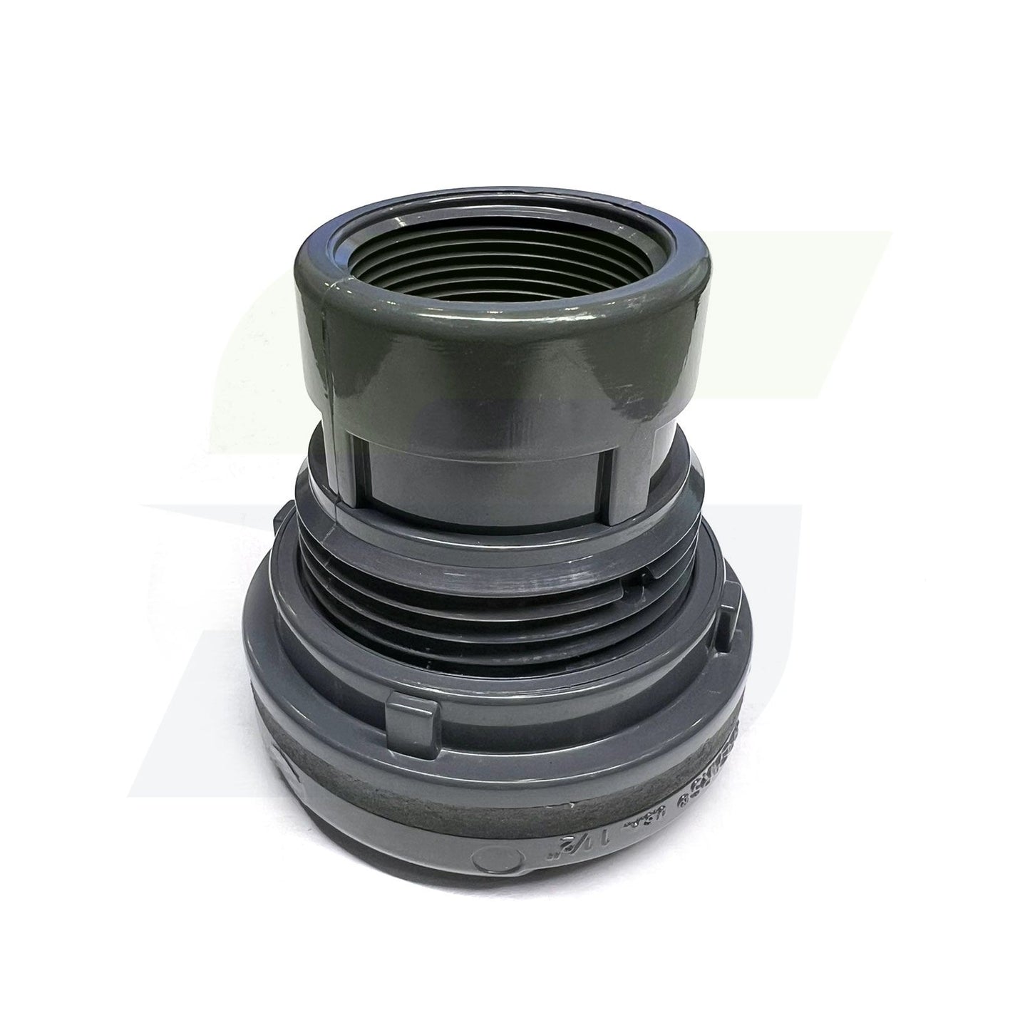 8171-015 - PVC Bulkhead Tank Adapter, Schedule 80, Gray, 1-1/2" Socket x NPT Female