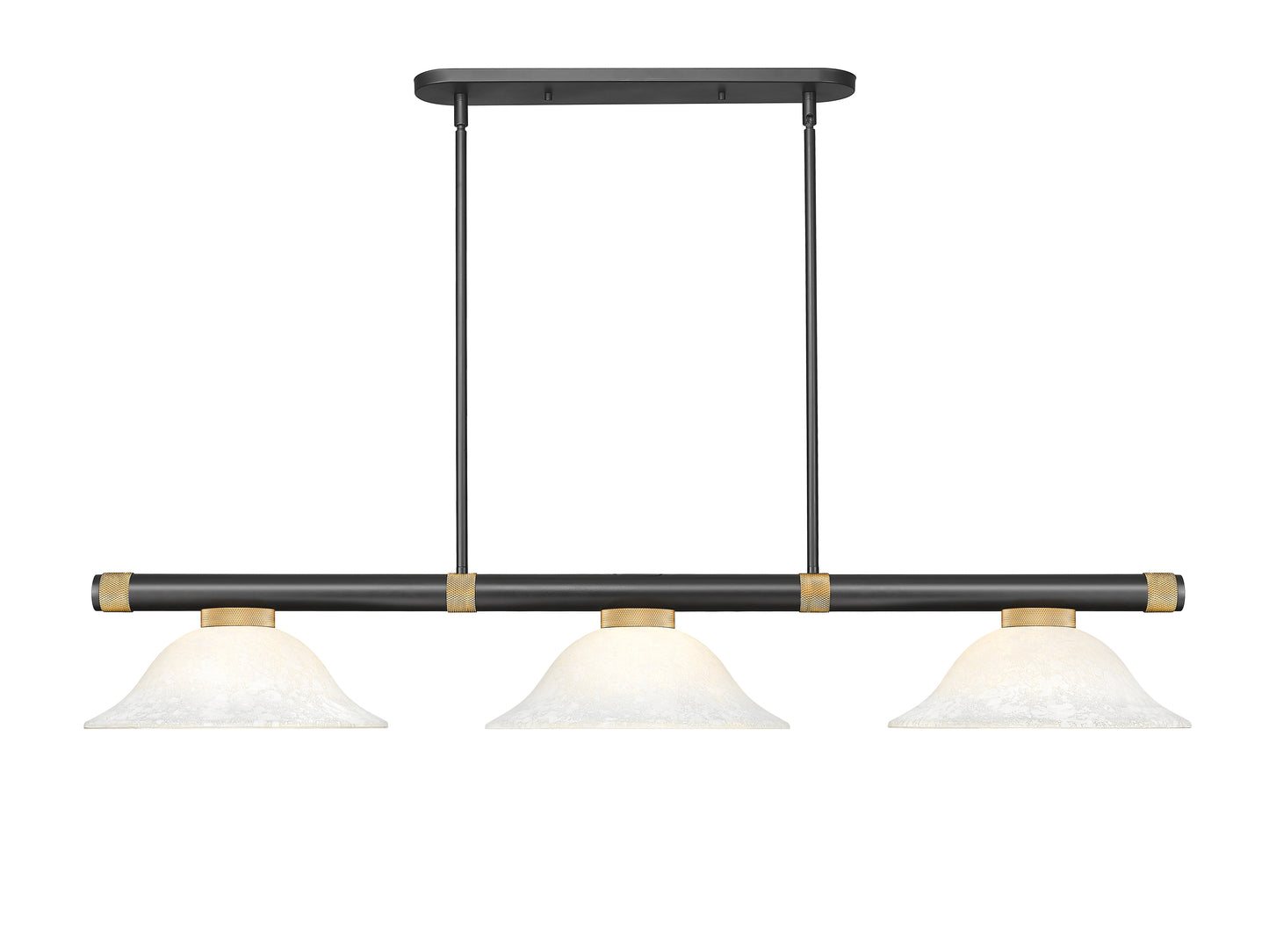 3050-3MB-RB-WM16 - Vanguard 3 Light 58" Billiard - Matte Black / Rubbed Brass