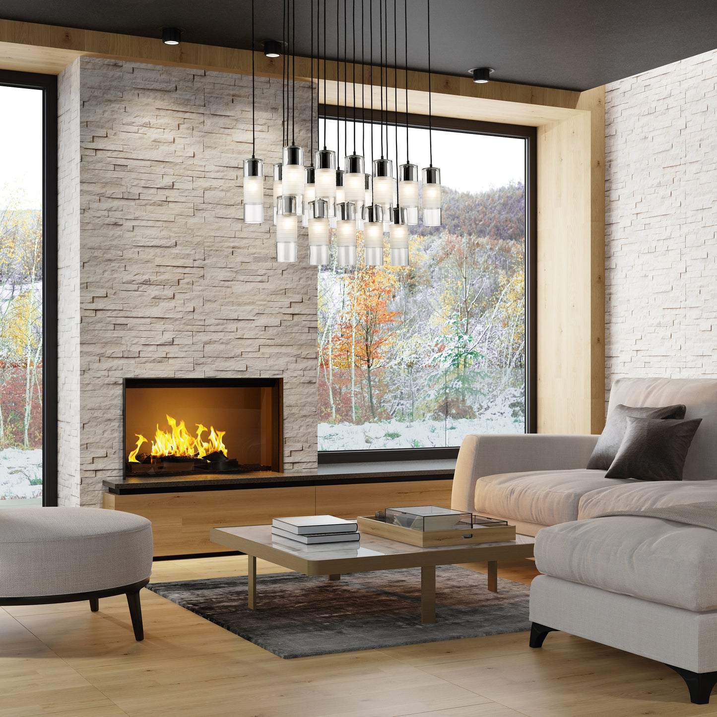 824P-17L-MB - Alton 17 Light Linear 42" Chandelier - Matte Black
