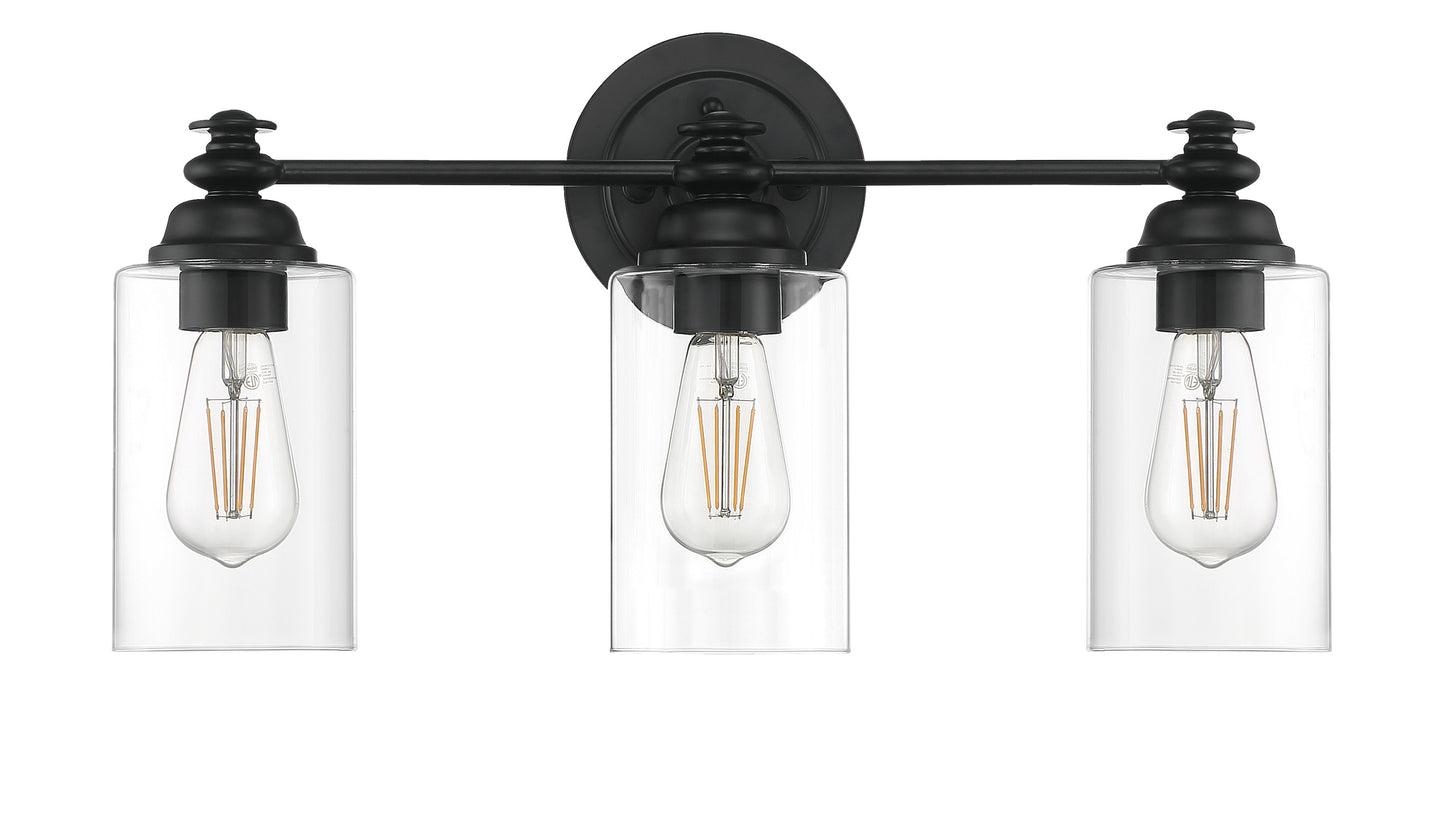 49803-FB-C - Dardyn 3 Light 22" Wide Vanity Light - Flat Black