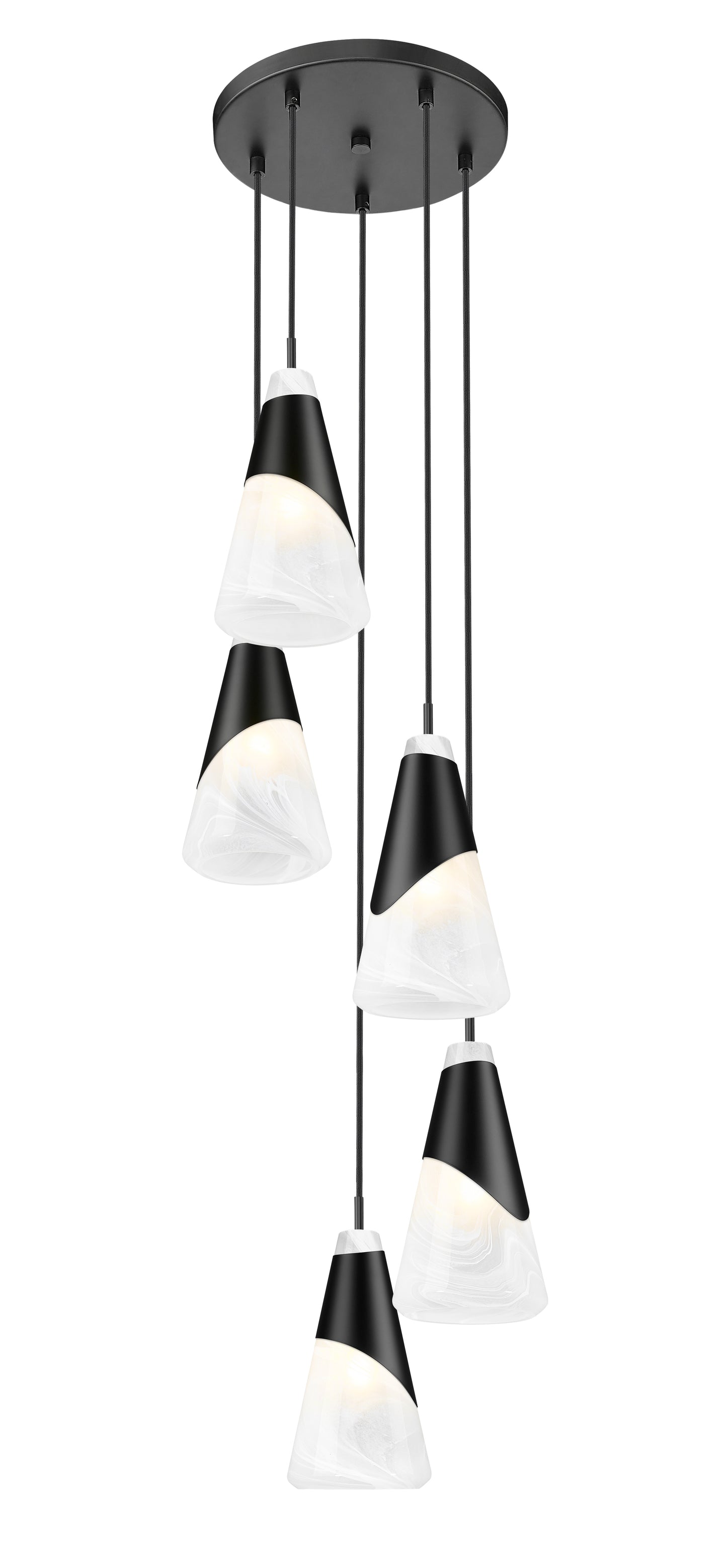 828P6-5R-MB - Aimie 5 Light 12" Chandelier - Matte Black
