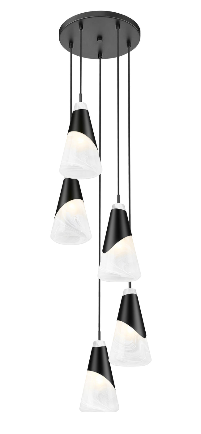 828P6-5R-MB - Aimie 5 Light 12" Chandelier - Matte Black