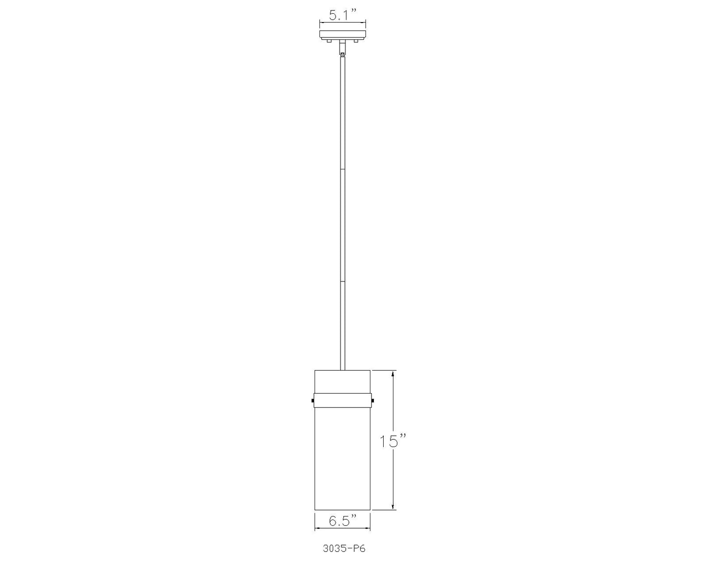 3035P6-RB - Fontaine 1 Light 6" Pendant - Rubbed Brass