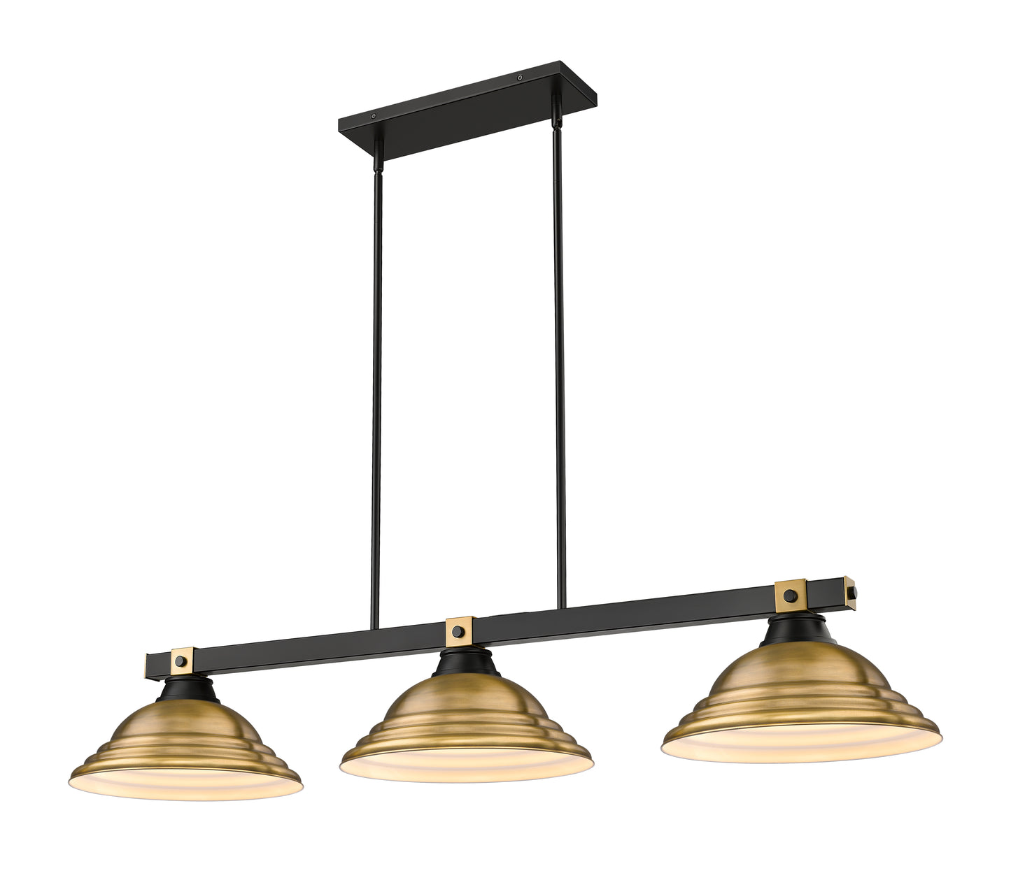 1955-3MB-RB-SRB - Bronte 3 Light 55" Billiard - Matte Black / Rubbed Brass