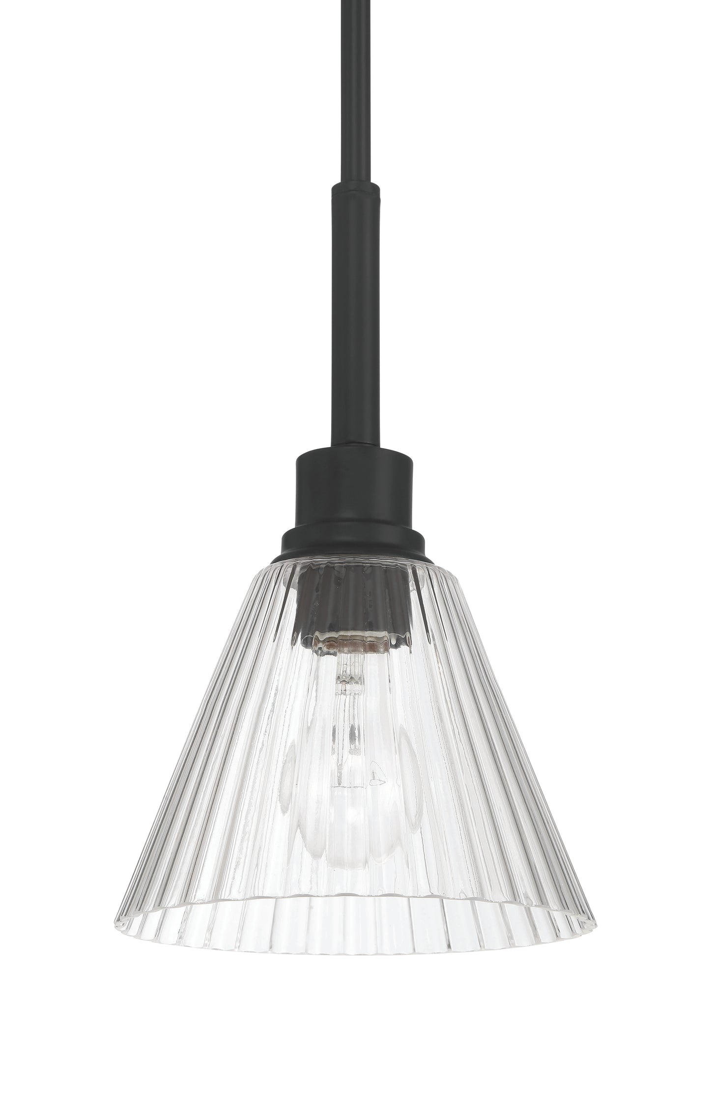 61191-FB - Pleated 1 Light 7.13" Wide Mini Pendant - Flat Black
