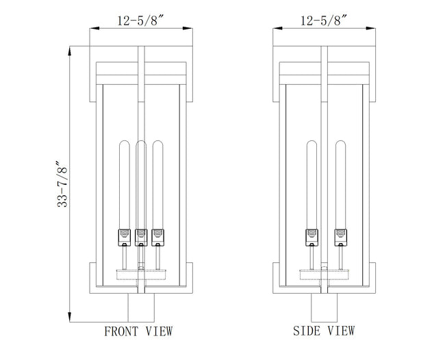 5031PHXLR-BK - Fortis 3 Light Outdoor Post Mount 34" Fixture - Sand Black