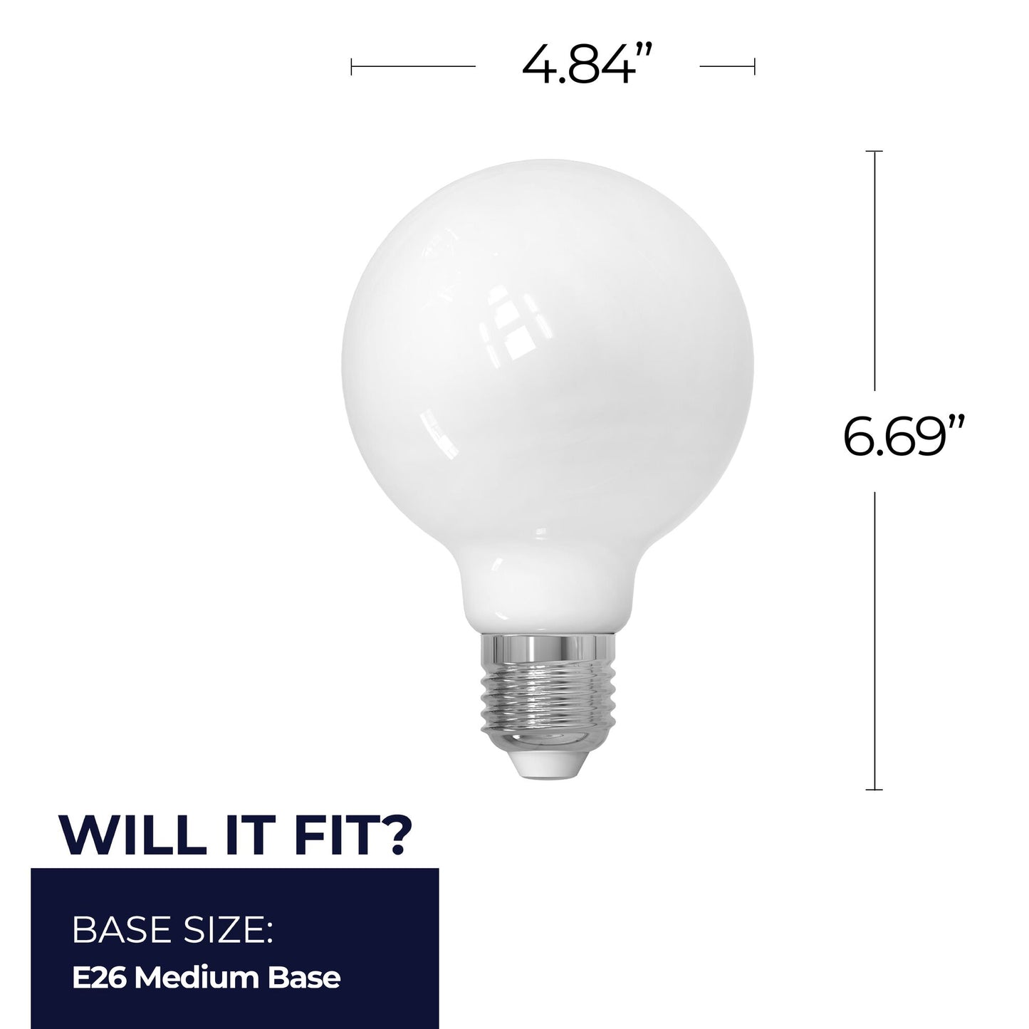 776984 - Dimmable Milky G40 LED Light Bulb - 8.5 Watt - 5000K - 2 Pack
