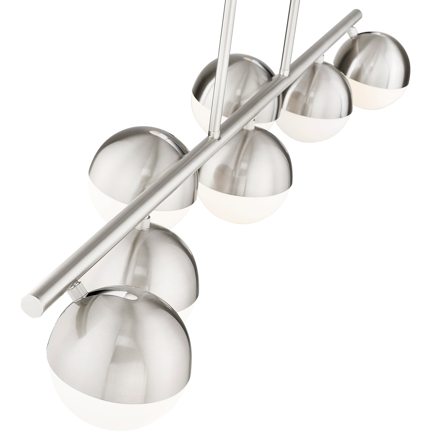 7517-7L-BN - Realm Sphere 7 Light Linear 54" Chandelier - Brushed Nickel