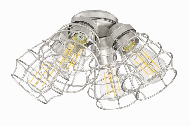 LK405101-BNK-LED - 4 Light Cage Light Kit in Brushed Polished Nickel