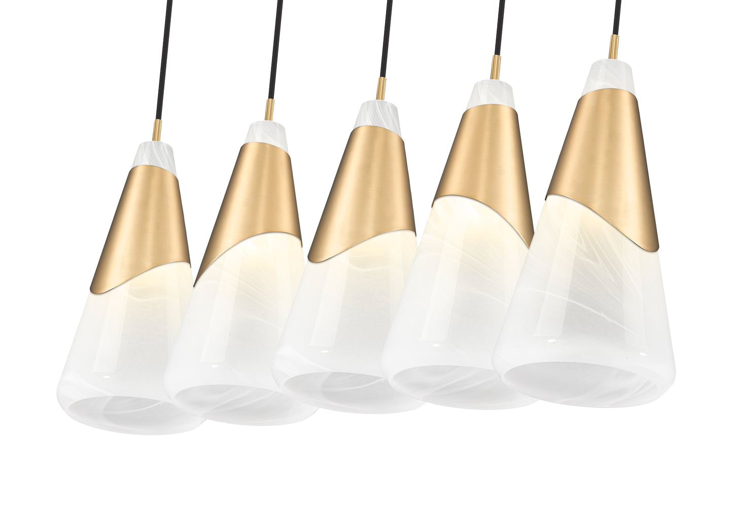 828P7-5L-MGLD - Aimie 5 Light Linear 42" Chandelier - Modern Gold