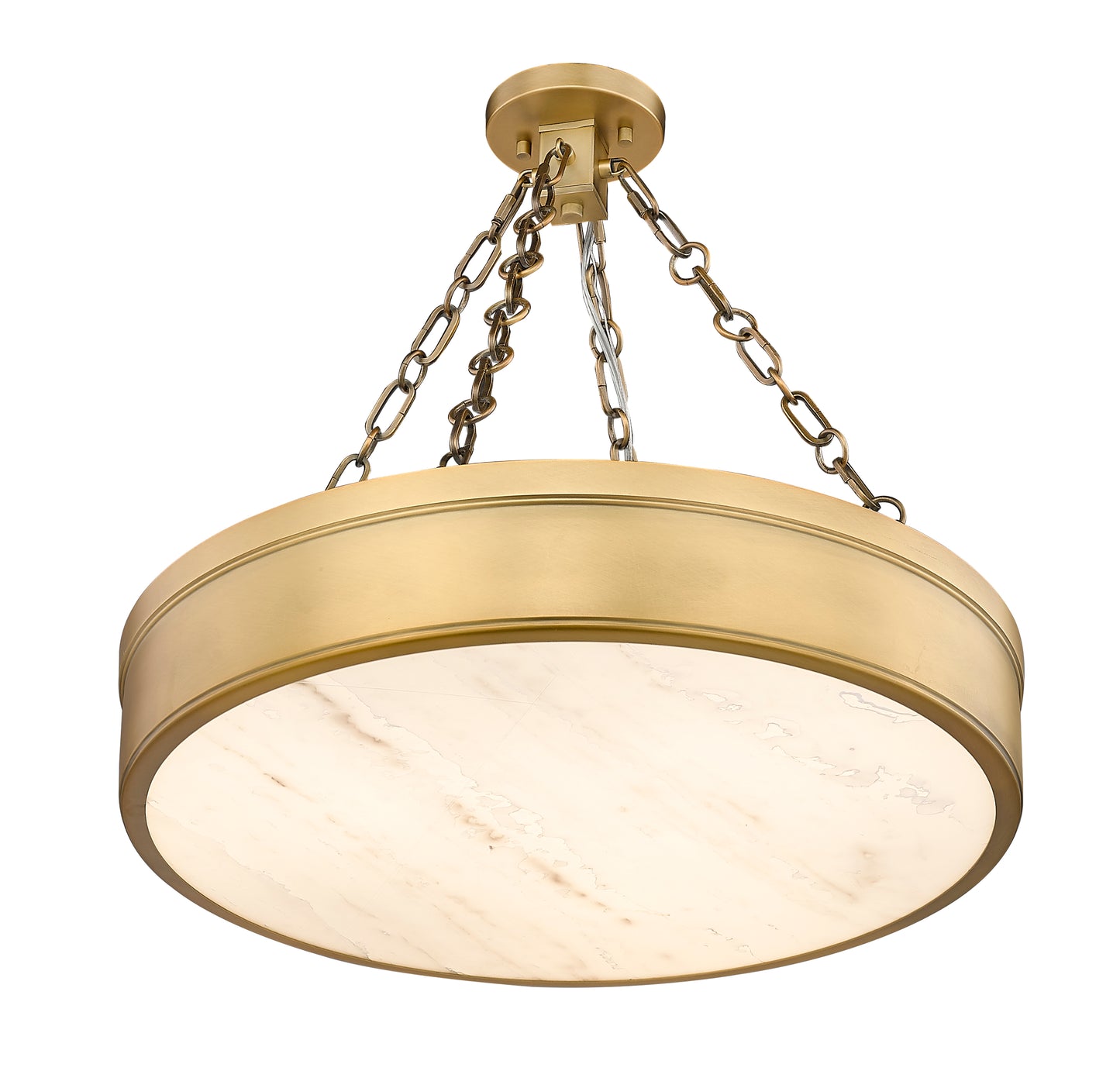 1944SF22-RB-LED - Anders 3 Light Semi Flush 22" Mount - Rubbed Brass