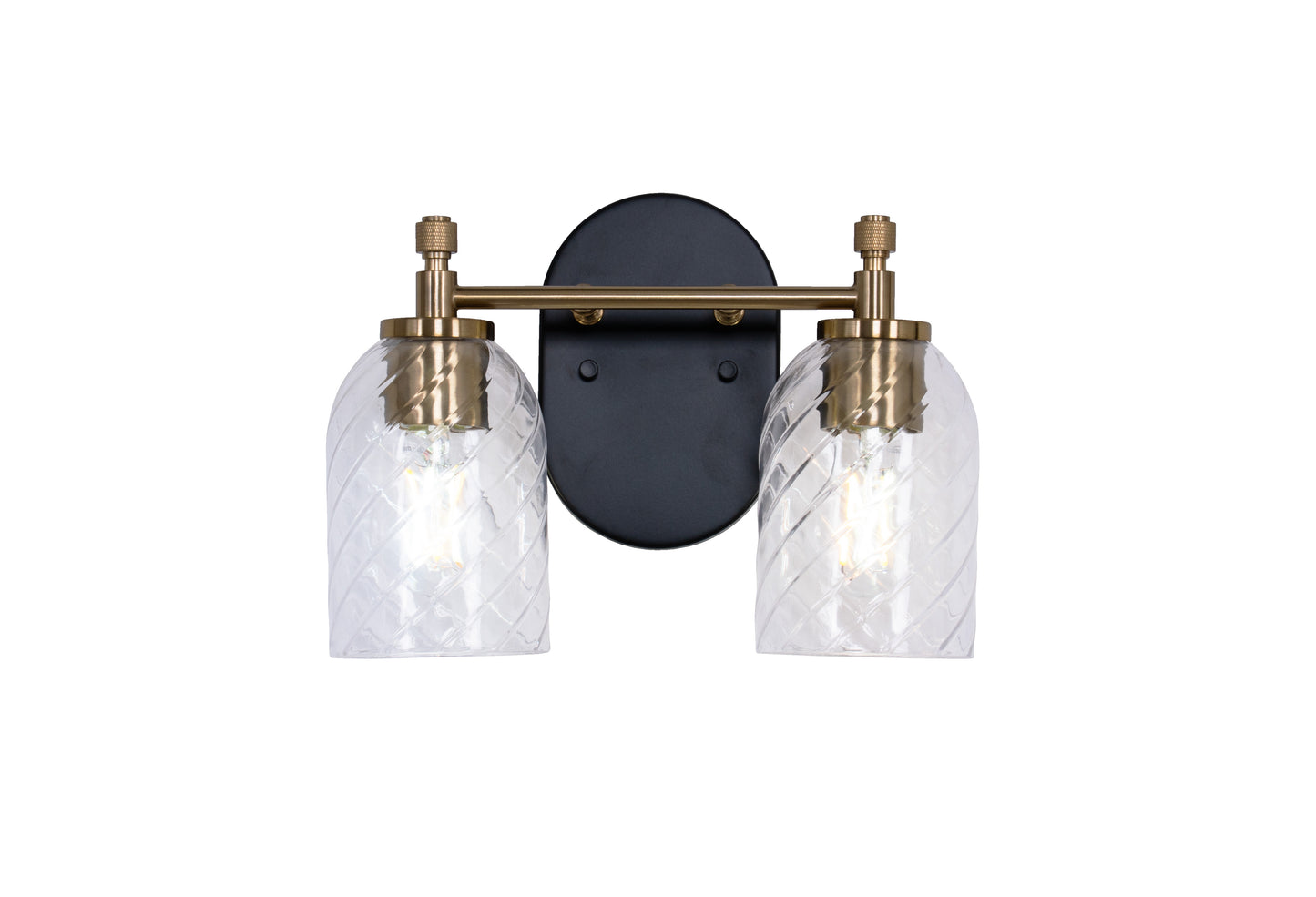 60302-FBSB-C - Council 2 Light 12.25" Wide Vanity Light - Flat Black / Satin Brass