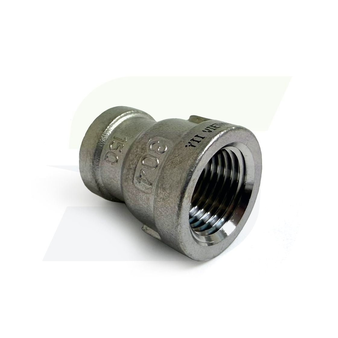 K412-0806 - 1/2" x 3/8" Threaded Reducing Coupling, 304 Stainless Steel