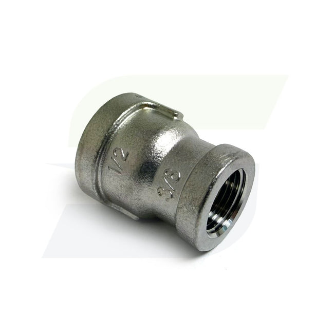 K412-0806 - 1/2" x 3/8" Threaded Reducing Coupling, 304 Stainless Steel
