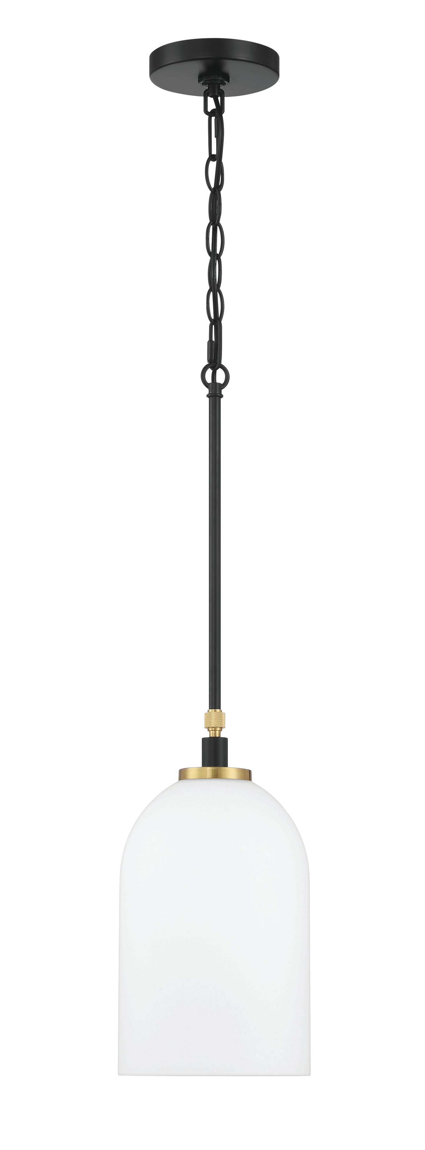 60391-FBSB - Council 1 Light 7" Wide Pendant - Flat Black / Satin Brass