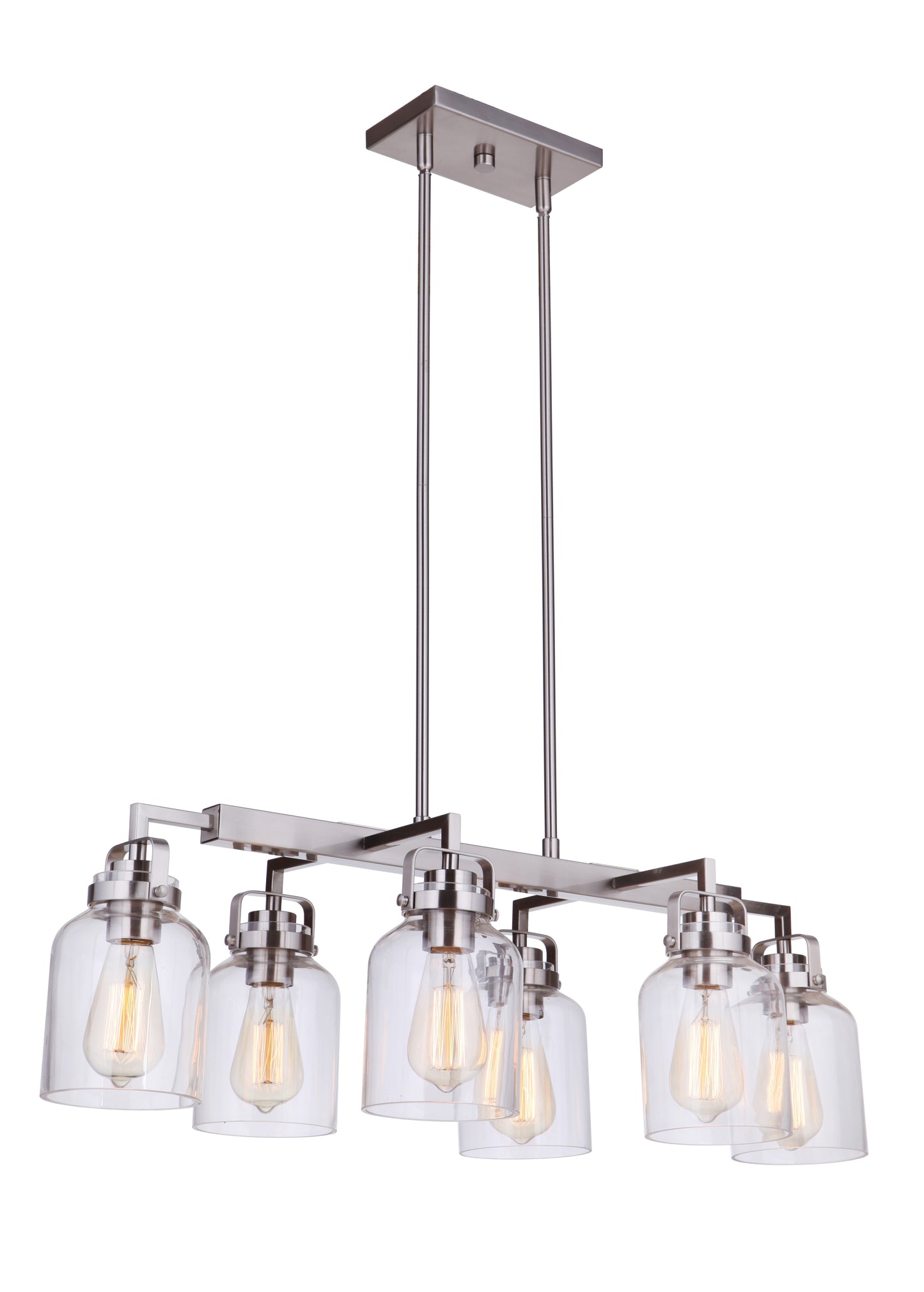 53676-BNK - Foxwood 6 Light 15" Wide Island Light - Brushed Nickel