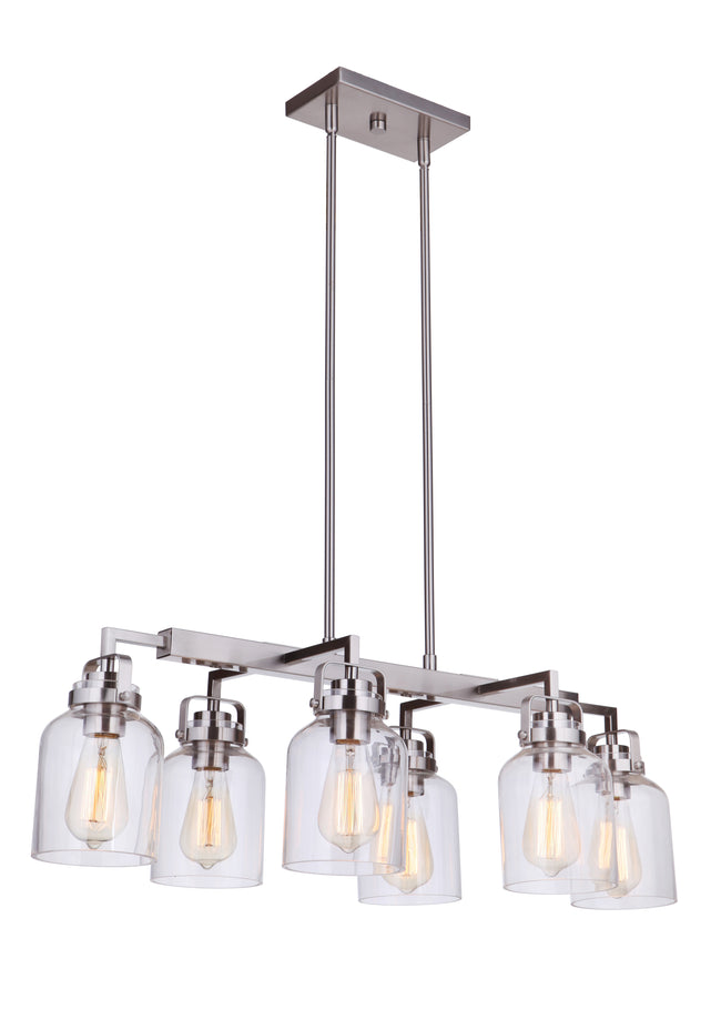 53676-BNK - Foxwood 6 Light 15" Wide Island Light - Brushed Nickel