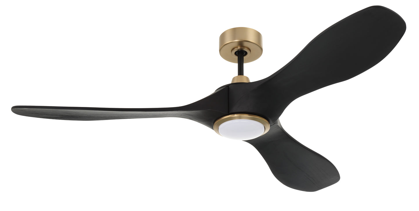 EVY60FBSB3-NWF - Envy 60" Ceiling fan, no Wifi 60" 3 Blade Ceiling Fan with Light Kit - Flat Black / Satin Brass