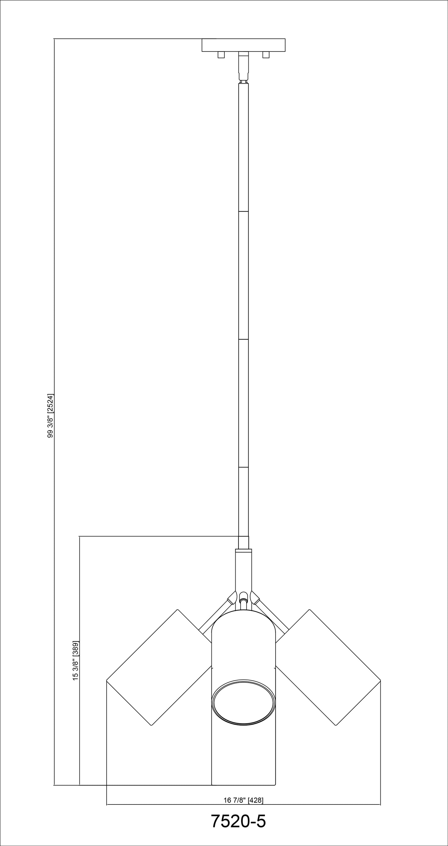 7520-5MB - Lumina 5 Light 17" Chandelier - Matte Black
