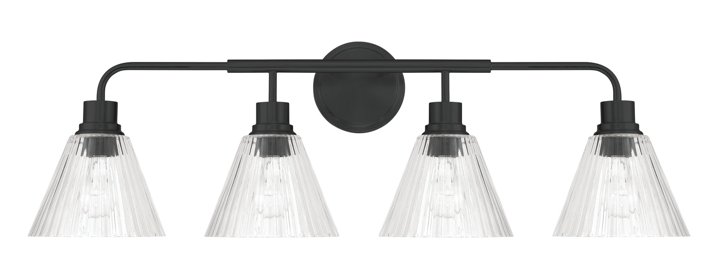 61104-FB - Pleated 4 Light 34" Wide Vanity Light - Flat Black