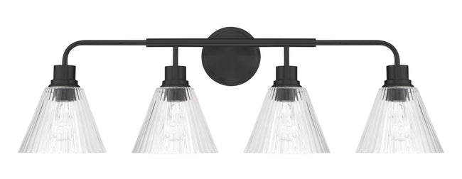 61104-FB - Pleated 4 Light 34" Wide Vanity Light - Flat Black