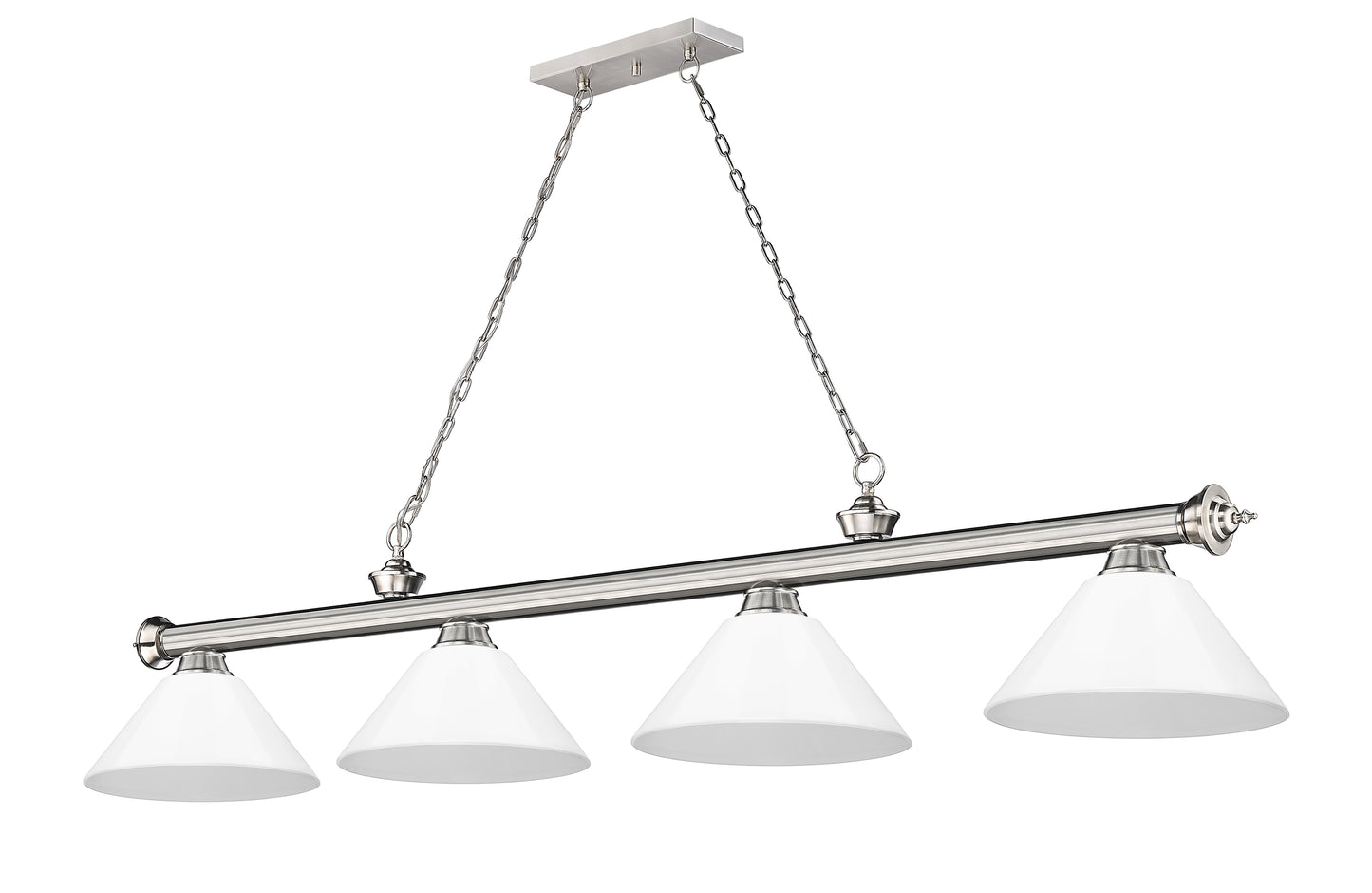 2306-4BN-PWH - Cordon 4 Light 81" Billiard - Brushed Nickel