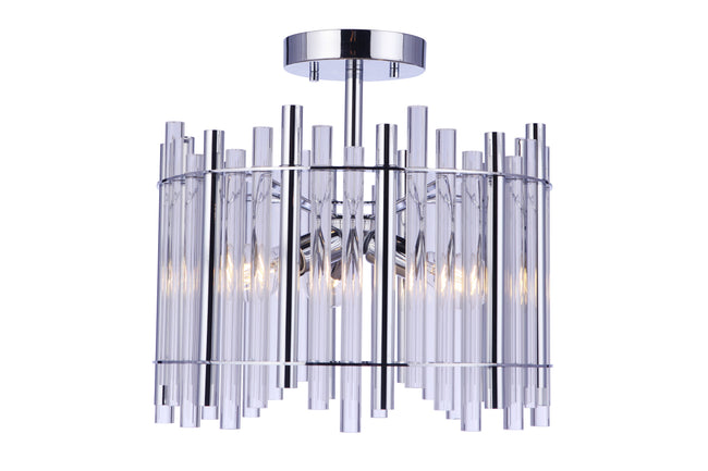 59253-CH - Reveal 3 Light 16" Wide Semi Flush Mount - Chrome