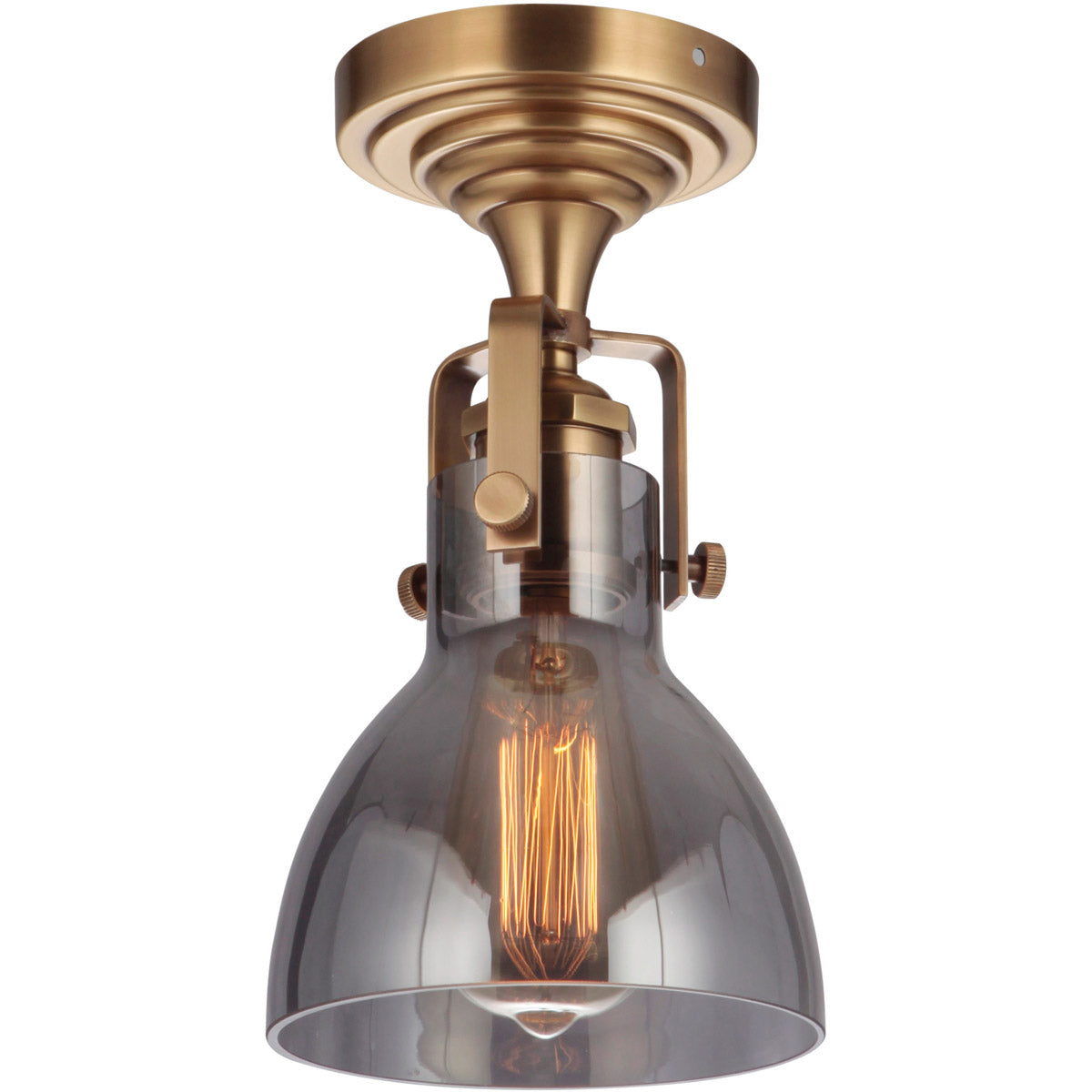 X8317-VB - State House 1 Light 10.75" High Semi Flush Mount - Vintage Brass
