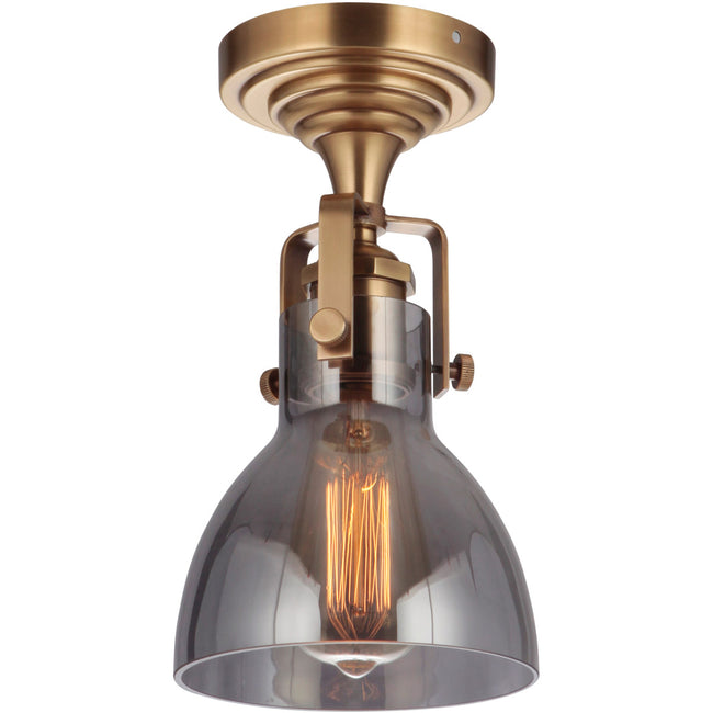 X8317-VB - State House 1 Light 10.75" High Semi Flush Mount - Vintage Brass