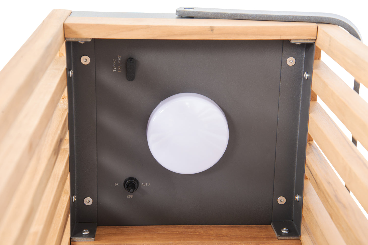 86298TKTG-OTR - Teak 1 Light 20" High LED Rechargeable Lamp - Teak / Textured Grey