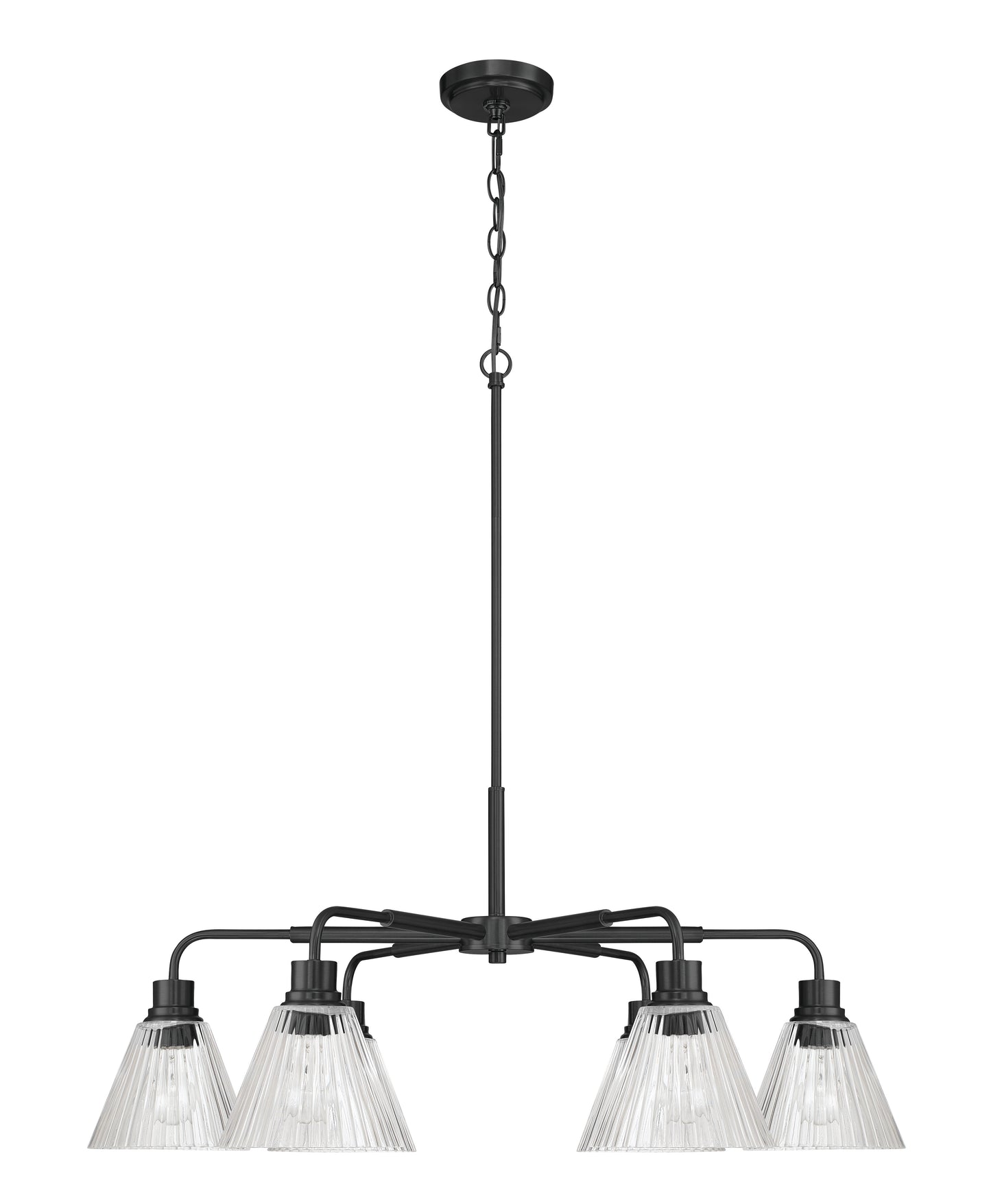 61126-FB - Pleated 6 Light 35" Wide Chandelier - Flat Black