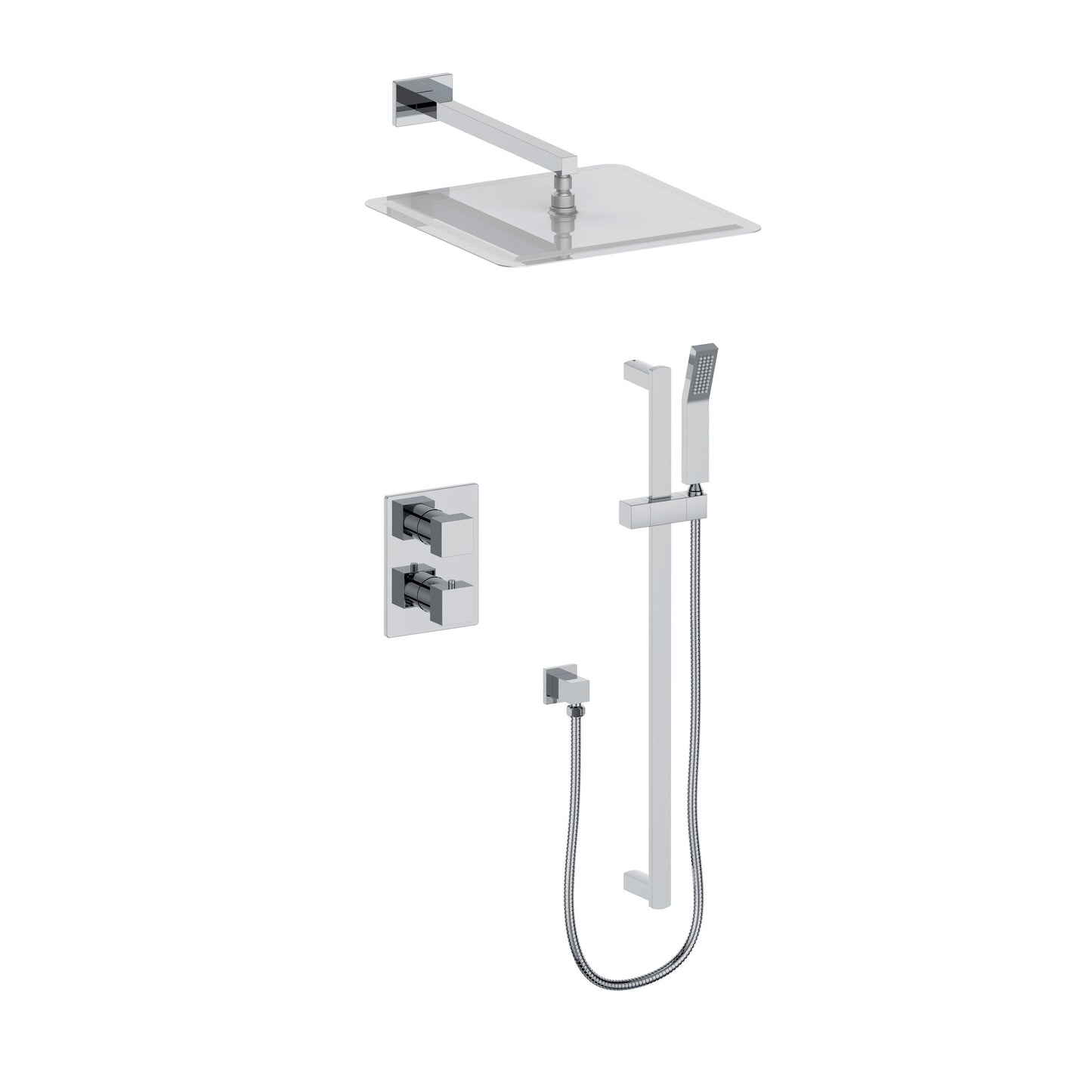CBY-SHS-T2-CH - Crystal Bay Thermostatic Shower System in Chrome