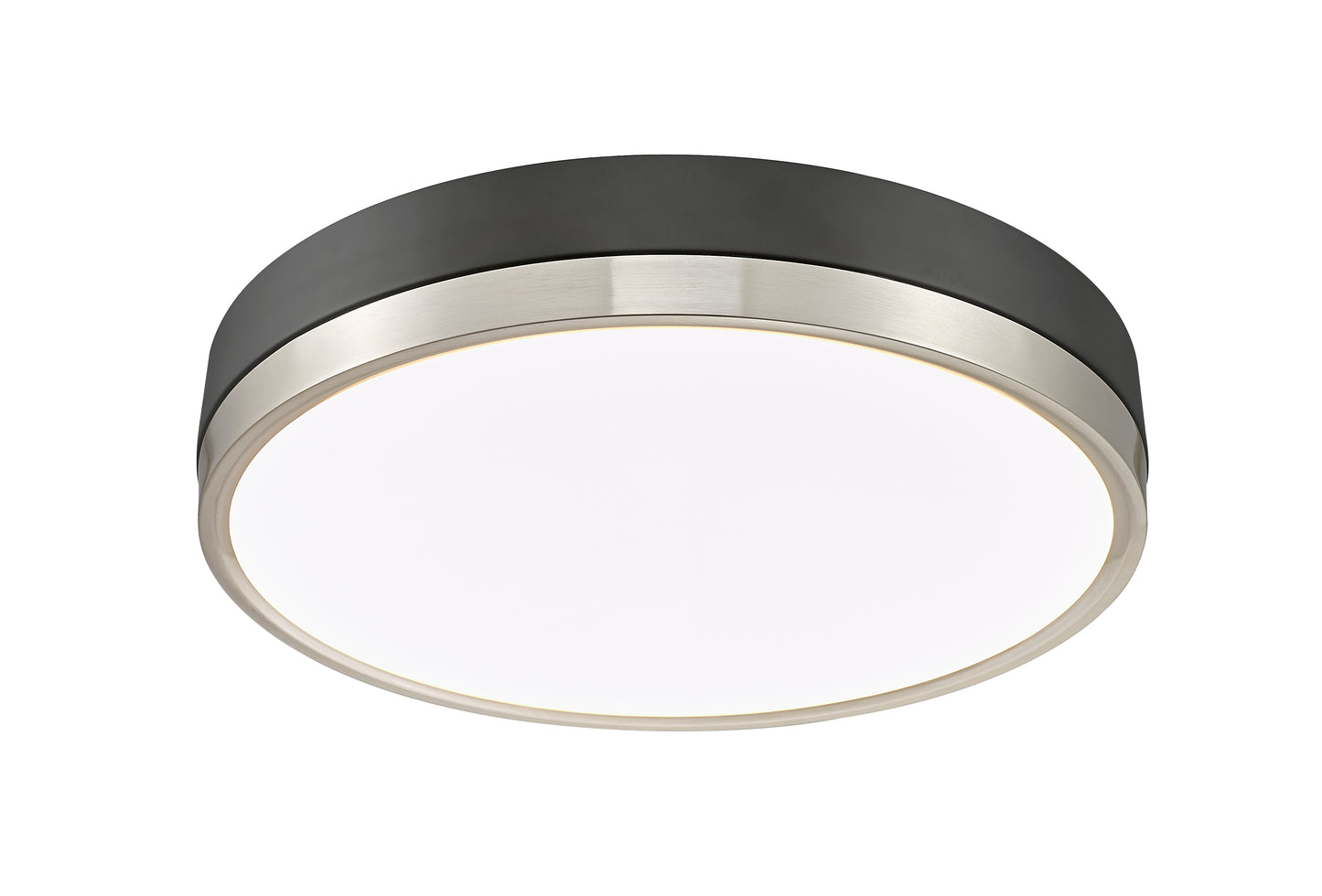 1006F16-MB-BN-LED - Algar 1 Light Flush 16" Mount - Matte Black / Brushed Nickel
