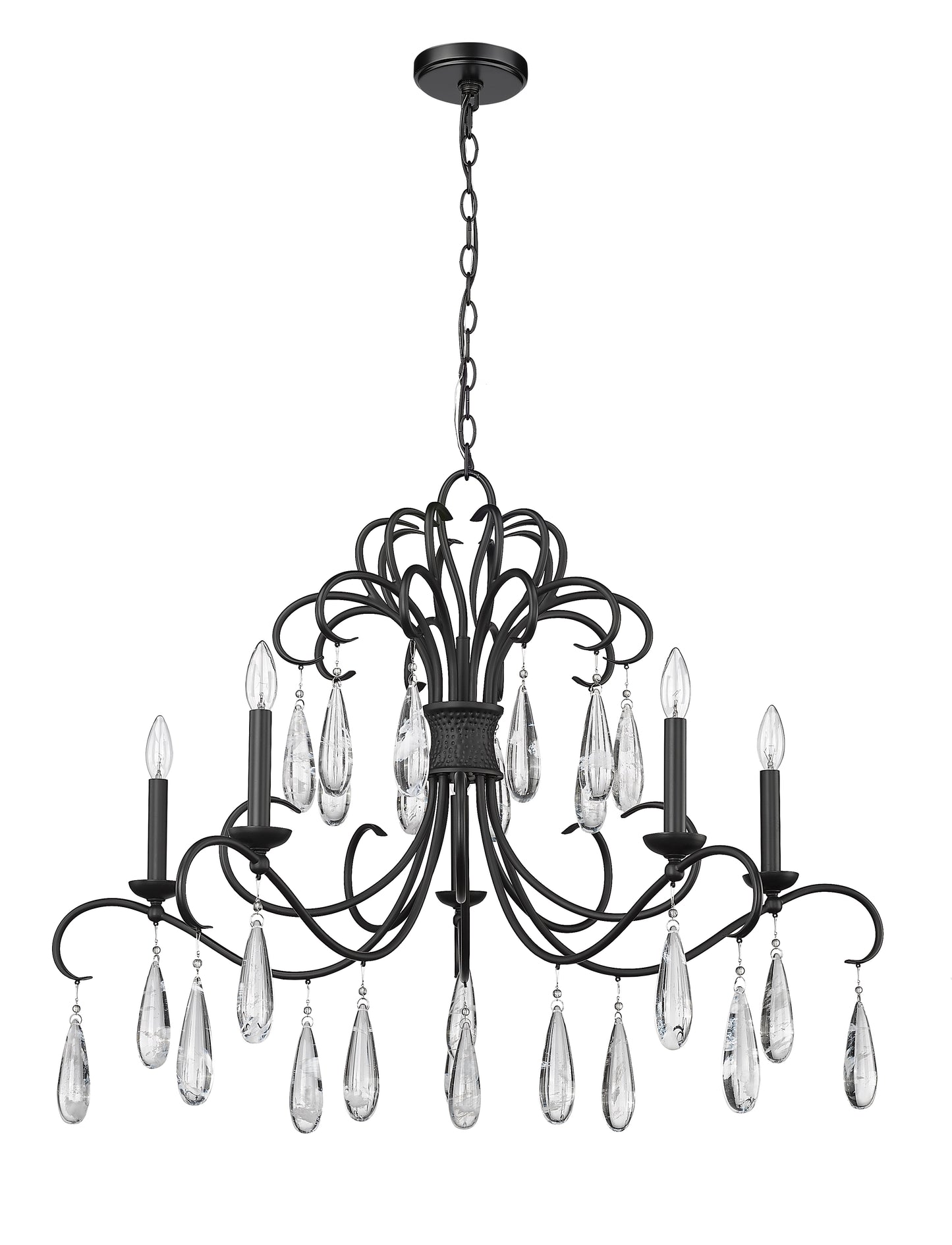 3039-38MB - Amara 5 Light 38" Chandelier - Matte Black