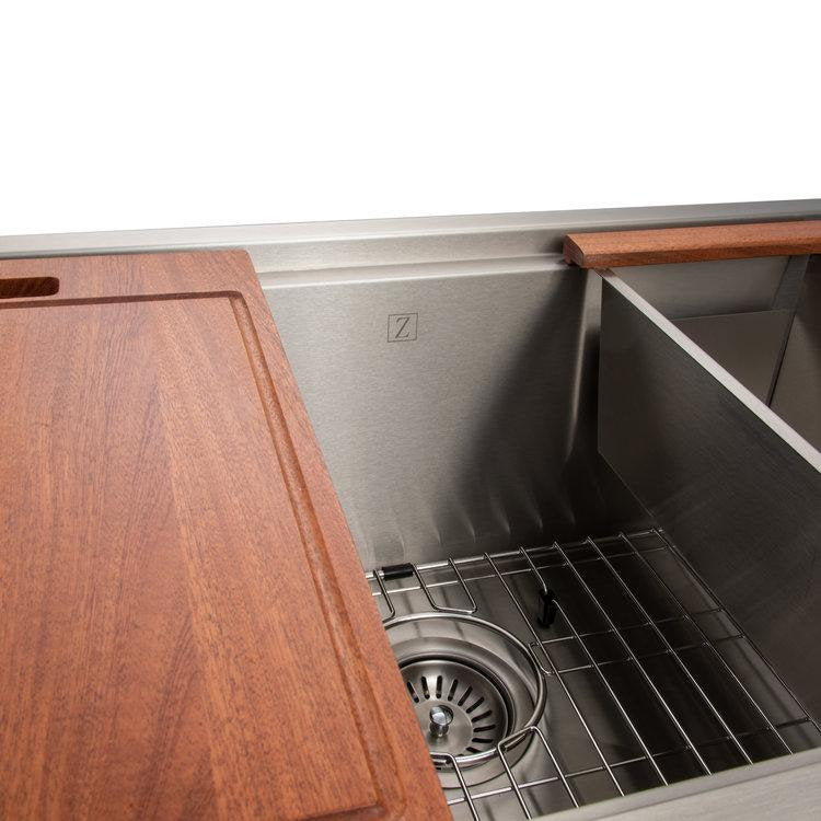 SLS-33 - 33" Garmisch Undermount Single Bowl Stainless Steel Kitchen Sink with Bottom Grid and Accessories