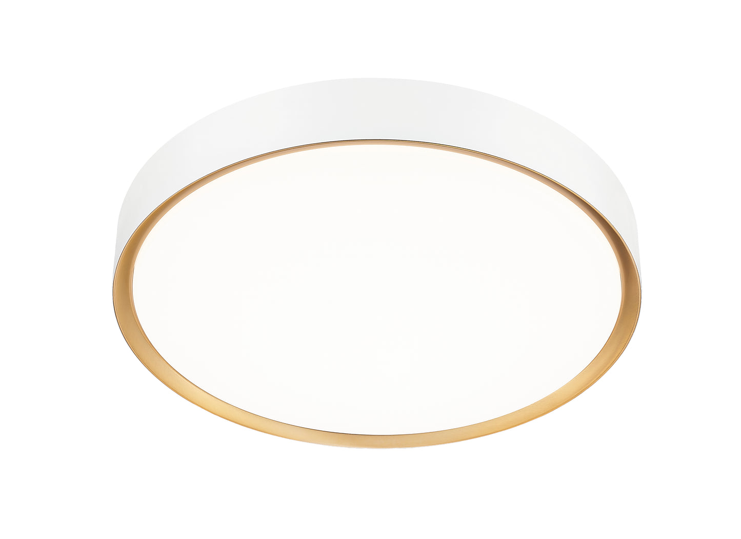 1014F20-MW-MGLD-LED - Kawan 1 Light Flush 20" Mount - Matte White / Modern Gold