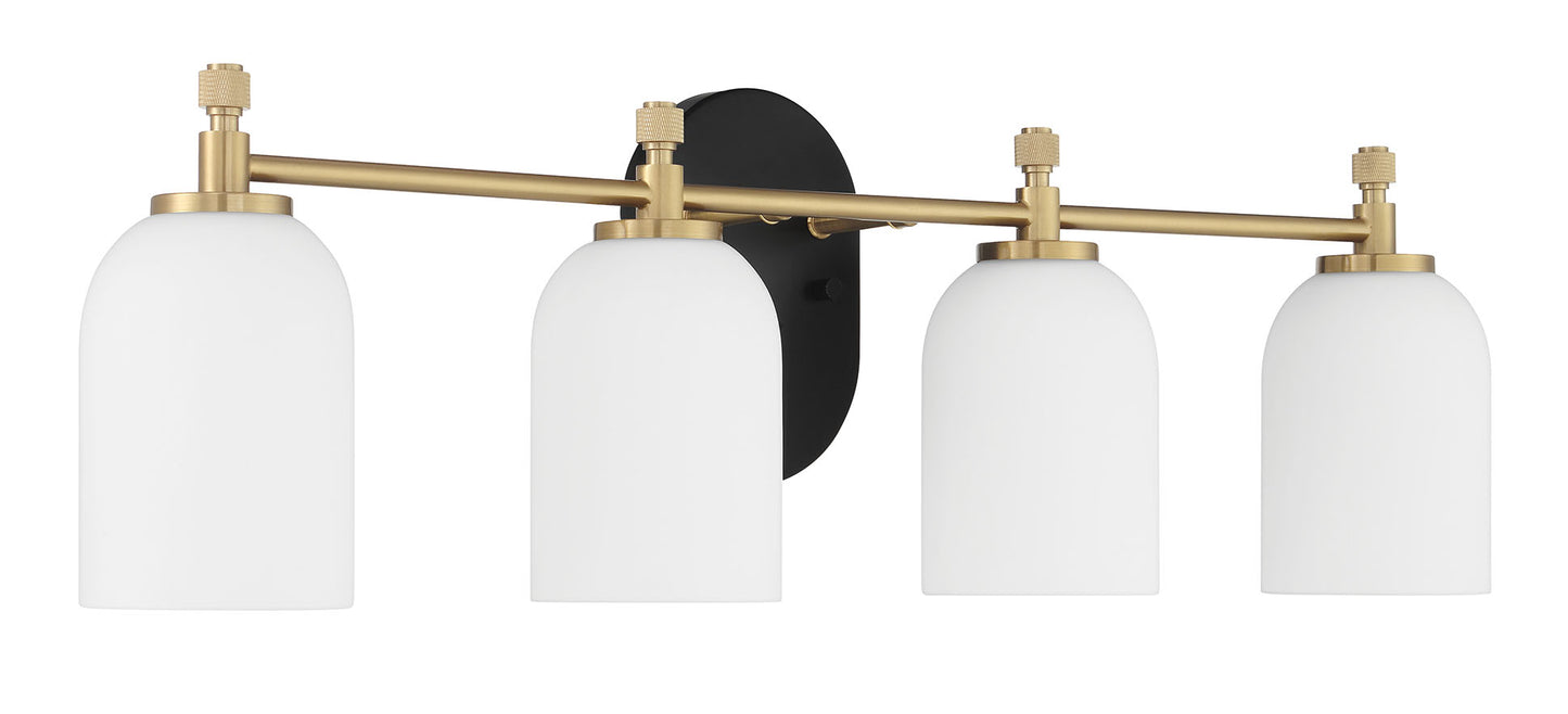 60304-FBSB - Council 4 Light 29" Wide Vanity Light - Flat Black / Satin Brass